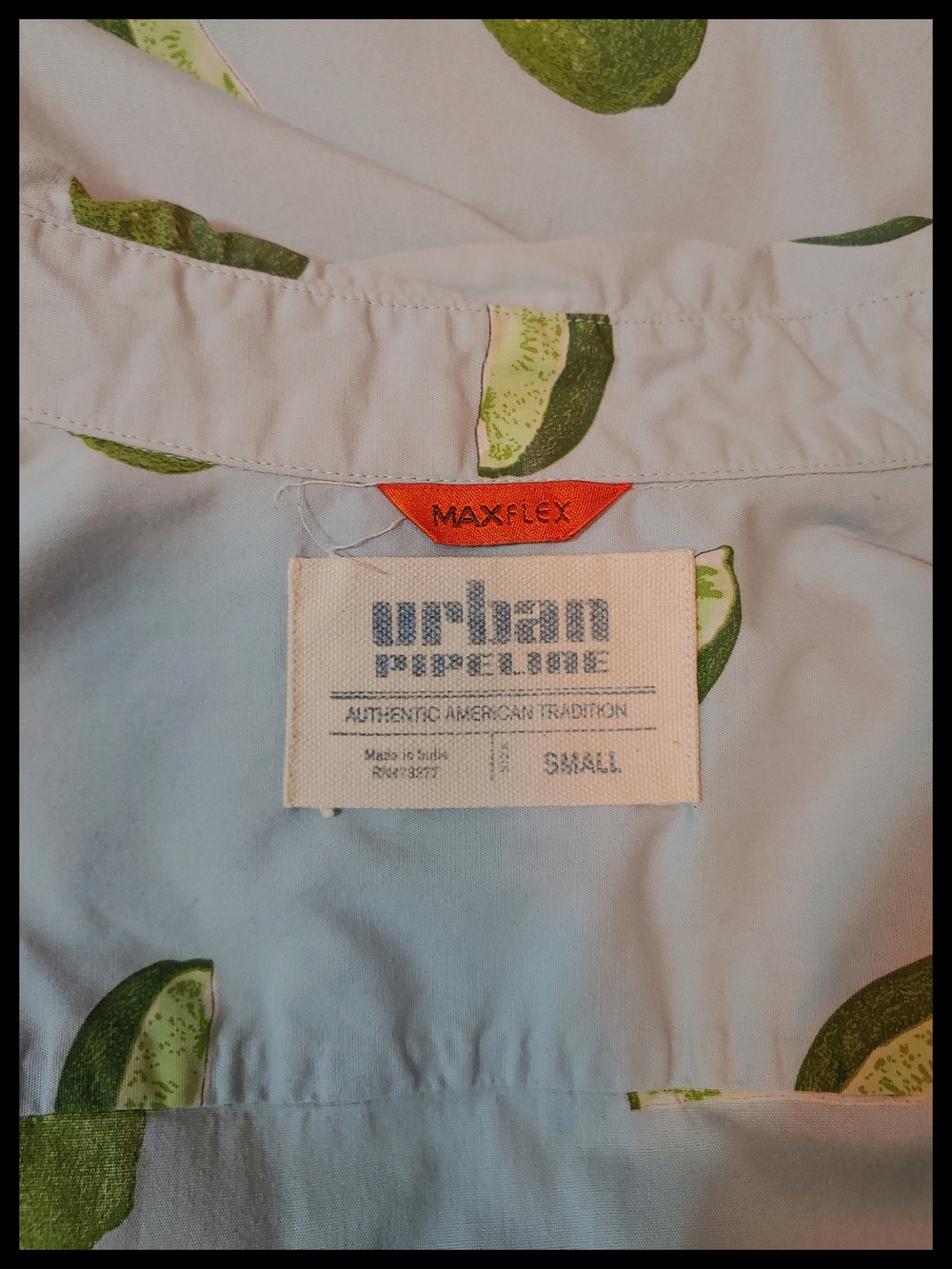 Urban Pipeline Light Blue Short-Sleeve Button-Down with Green Melon Print Small - Picture 3 of 5